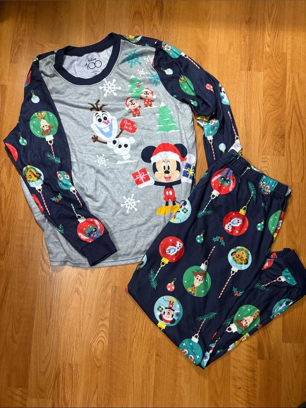 Disney Holiday Mickey & Friends Pajama Set - Gray & Navy - Picture 1 of 1